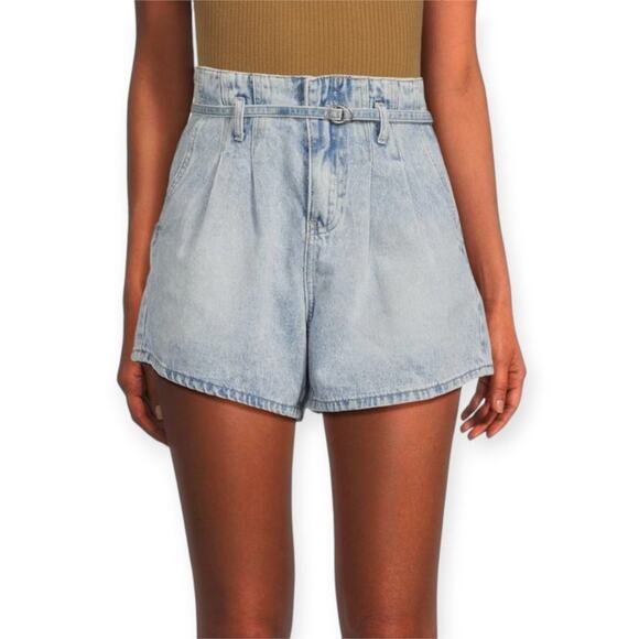 NWT BLANK NYC Pay Back A Line Jean Shorts SIZE 26 Pleated Blue Denim NEW - Picture 1 of 10